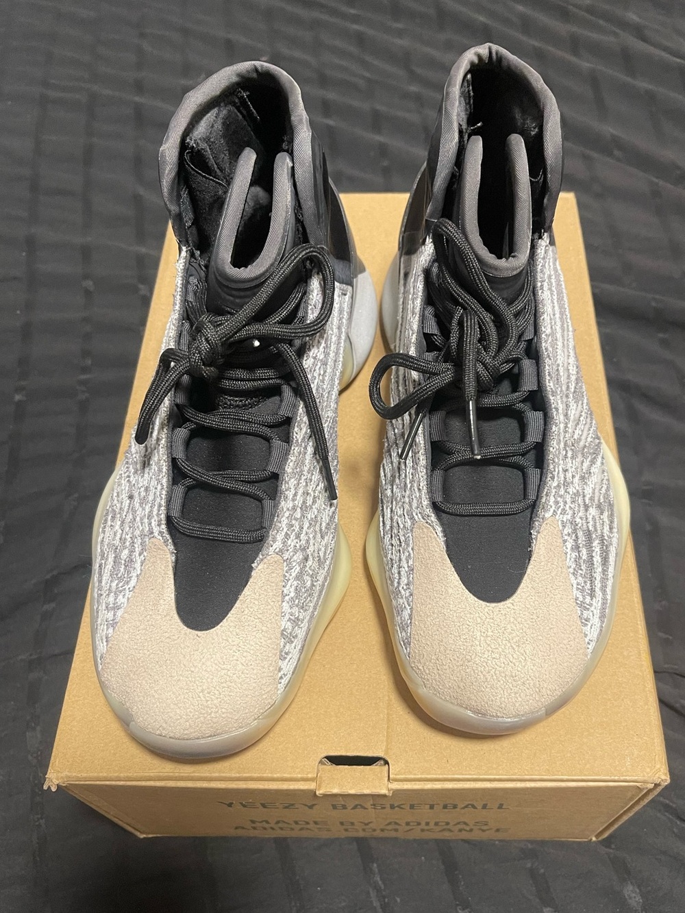 Yeezy High-Top Athletic Sneakers in Black and Tan